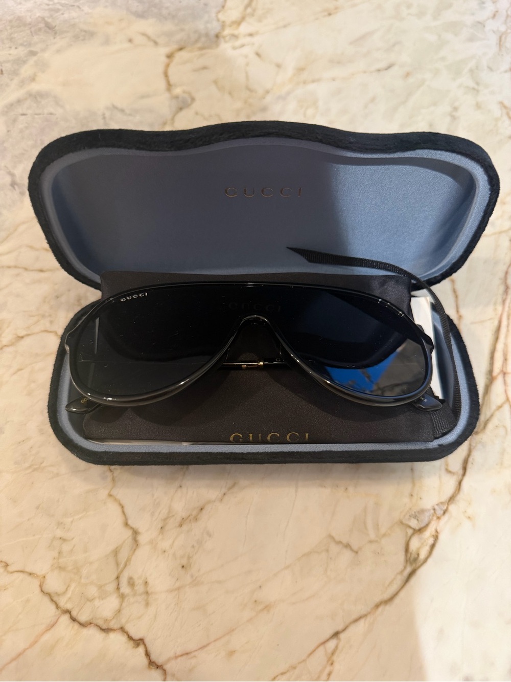 Gucci Black Shield Sunglasses